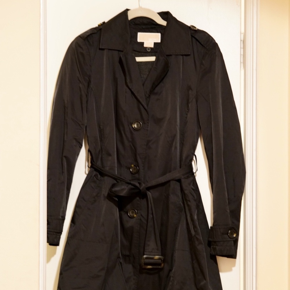 Michael Kors Rain Trench Coat, Black, Size M